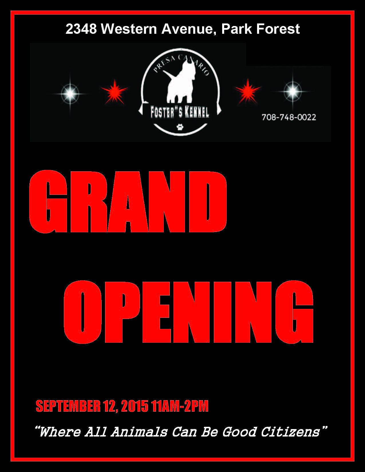 grandopening flier- Fosters Kennel 091215.jpg